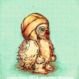 Little Owl: Aqua Background